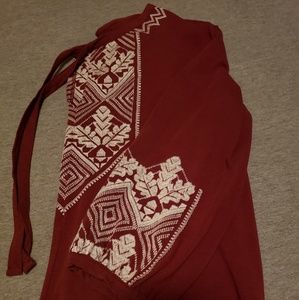 JCREW red embroidered top